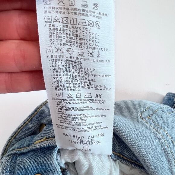 LEVIS BIG GIRLS GIRLFRIEND SEQUIN LIGHT WASH BLUE DISTRESSED OVERALLS SIZE 7 R - Picture 8 of 11